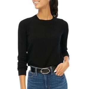 J. Crew Teddie Sweater Wool Cotton Blend Crewneck Black NWT Medium